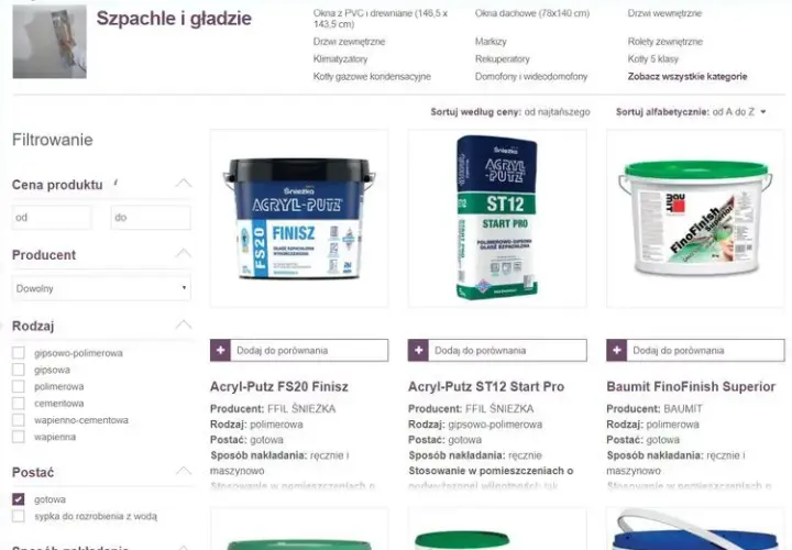 Ile kosztuje gładź szpachlowa? Sprawdź ceny i porównania produktów