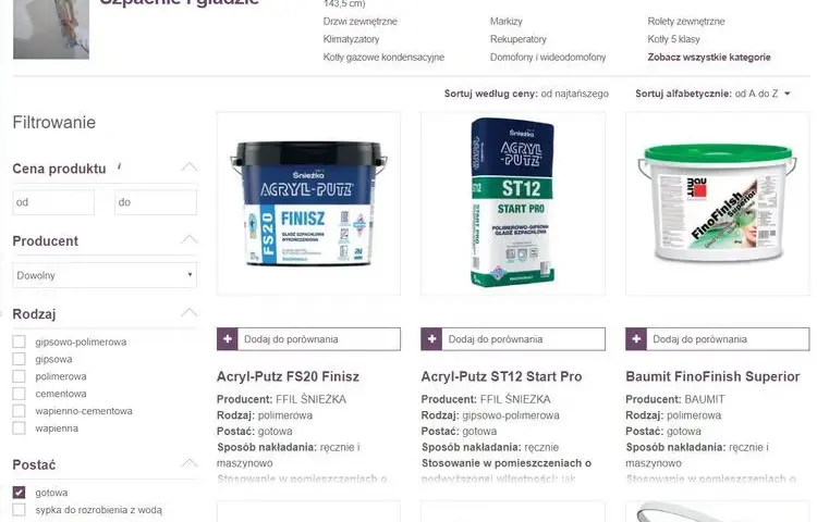 Ile kosztuje gładź szpachlowa? Sprawdź ceny i porównania produktów